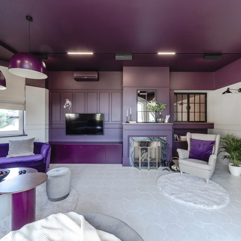Кухня гостиная фиолетовые стены