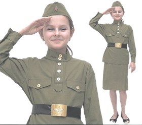 Гимнастерка и юбка для девочек. Военная форма для детей к празднованию дня победы.