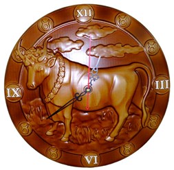 Настенные часы из дерева-Знак зодиака ТЕЛЕЦ