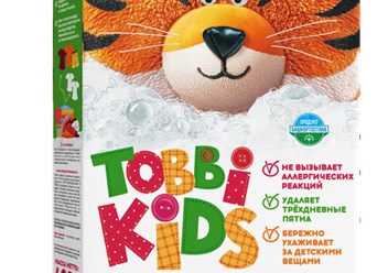 Детский порошок "Tobbi Kids". В состав «Tobbi Kids» не входят фосфаты, цеолиты, отдушки, ароматизаторы и другие агрессивные соединения.