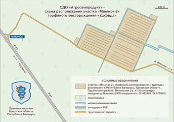 Схема расположения участка Млынок-2 (GPS-координаты: 52.422802, 24.572863)