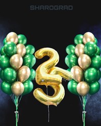 Композиция воздушных шаров золото-зеленая 42шт