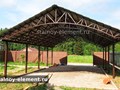 Двухскатный навес с аркой из металлочерепицы. Размеры навеса 7х11 м