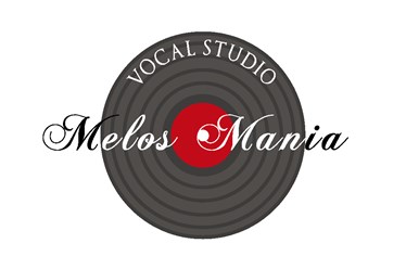Логотип вокальной студии MELOS MANIA, пластинка чёрная