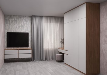 Распашной шкаф в спальню и тумба на заказ от Modus Style