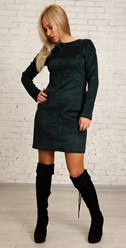 Платье из плотной трикотажной замши
темно-зеленого цвета.
Длина для размера 44 составляет: 92 см
Состав: 100% п\э