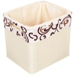 Корзина плетеная пластиковая “Уют” + чехол беж, коричневый, шоколад, дерево  38,5 х 32 х 35 см 
https://ug-plastic.ru/