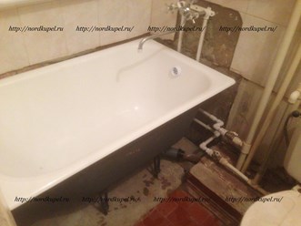 Пример замены сидячей ванны на новую и проведение работ по монтажу водонапорной системы (полипропилен) с выходом под водоразетки.    http://nordkupel.ru/