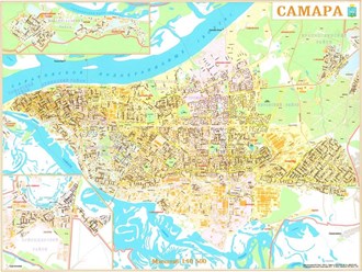 Настенная карта Самары для офиса. Размеры 100*180 см, 150*200 см и др.