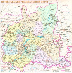 Карта для офиса: Приволжский федеральный округ - ПФО - Поволжье.