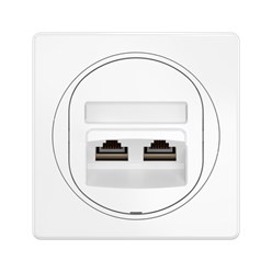 Розетка скрытой установки CADUCEUS ALING EON, двойная, компьютерная, с модулями Keystone RJ45 8P8C, cat.5e, FTP