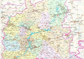 Карта для офиса: Приволжский федеральный округ - ПФО - Поволжье.