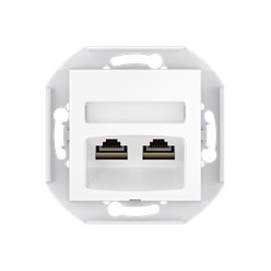 Розетка скрытой установки CADUCEUS ALING PRESTIGE двойная компьютерная с модулями Keystone RJ45 8P8C, cat.6, FTP, механизм