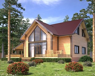 Проект дома с террасой и со вторым светом, один из популярных наших проектов. На сайте можно найти уже реализованный проект дома.