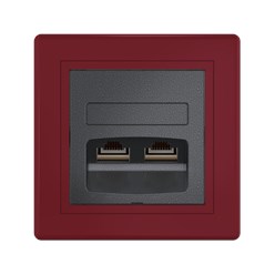 Розетка скрытой установки CADUCEUS ALING PRESTIGE двойная, компьютерная с модулями Keystone RJ45 8P8C, cat.5e, FTP