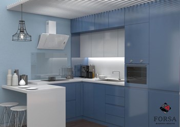 Кухни на заказ! Кухонный гарнитур Лидер «Синий»