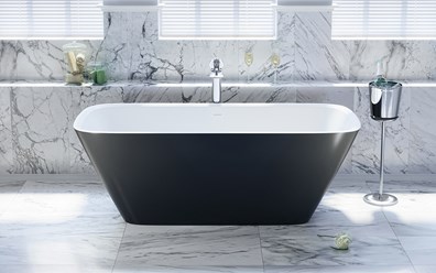 Отдельностоящая черно-белая ванна из искусственного камня Arabella