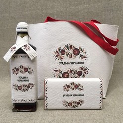 Корпоративный подарок в русском стиле, войлочная сумка, чехлы на бутылку и конфеты, мармелад