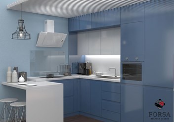 Кухни на заказ! Кухонный гарнитур Лидер «Синий»