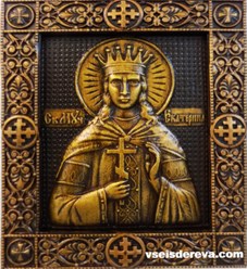 Икона православная резная из дерева-Святая мученица  Екатерина