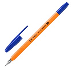 Ручка шариковая BRAUBERG &#171;M-500 ORANGE&#187;, СИНЯЯ, корпус оранжевый, узел 0,7 мм, линия письма 0,35 мм