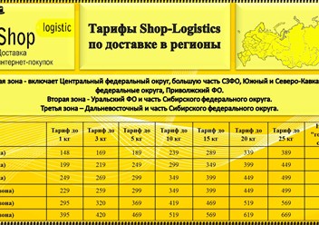 Тарифы по доставки в регионы