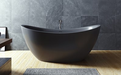 Отдельностоящая каменная черная ванна Purescape-171