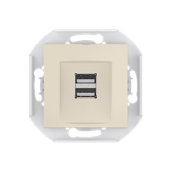 Розетка скрытой установки CADUCEUS ALING PRESTIGE двойная, USB, тип А, для зарядки устройств, 2,1А, 5В=, 250В~, механизм