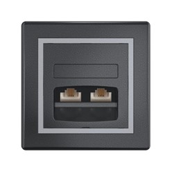 Розетка скрытой установки CADUCEUS ALING PRESTIGE с модулями Keystone 2хRJ12 6P4C, двойная, телефонная