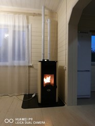 Бюджетное отопление пеллетным камином 100м2- 120 м2 с дополнительным каналом подачи тёплого воздух в соседние помещения