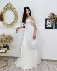 Минималистичное свадебное платье, свадебное платье в стиле минимализм. Королевский атлас сатин, непышное, силуэтное.