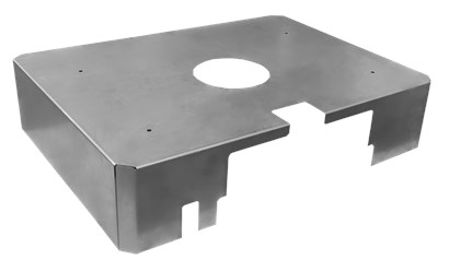 Кожух крышки выполнен на лазерном станке, далее на листогибочном станке. Имеет 12 гибов