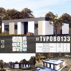 #турово133 - индивидуальный проект одноэтажного дома ИЗ ГАЗОБЕТОНА общей площадью 133 м2 с плоской кровлей...