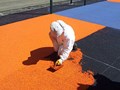 Укладка бесшовного резинового покрытия