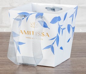 Квадратный ламинированный пакет под цветы