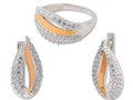 серебряный женский набор с золотыми пластинами: серьги и кольцо http://serebro-bro.com