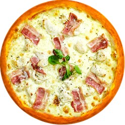 Пицца с цыпленком

Фирменный сливочный соус, куринная грудка, бекон, чеснок, два вида моцареллы, оливковое масло, орегано, корн