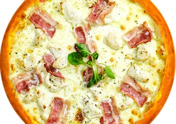 Пицца с цыпленком

Фирменный сливочный соус, куринная грудка, бекон, чеснок, два вида моцареллы, оливковое масло, орегано, корн