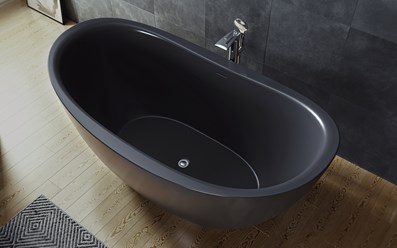 Отдельностоящая каменная черная ванна Purescape-171