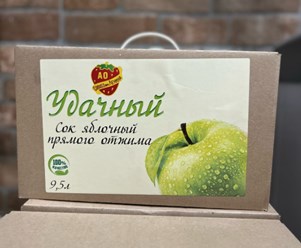Сок яблочный прямого отжима с урожая собственных полей, в упаковке 3 лт и 9,5 лт