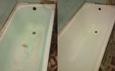 Реставрация чугунной ванны акрилом в Саратове. Фото до и после