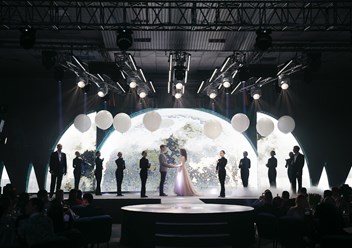 Оформление свадебного дня светодиодными экранами, осветительные приборы для профессиональной художественной заливки банкетного зала