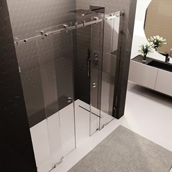 Душевая перегородка из стекла в нишу с двумя раздвижными дверьми