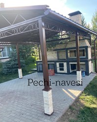 Барбекю зона под навесом от компании «Печи Навесы»