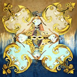 Платок из натурального шелка ручной росписи батик 90х90 см Венеция