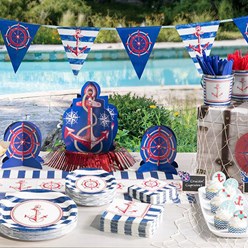 Коллекция товаров для праздника &quot;Море&quot; - одноразовая посуда и праздничные аксессуары