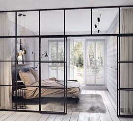 Перегородки лофт, стеклянные двери