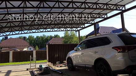 Полуарочный навес из поликарбоната премиум качества 7х9 м