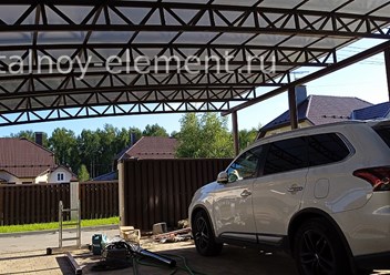 Полуарочный навес из поликарбоната премиум качества 7х9 м