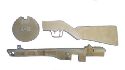 Модель пистолета пулемета ППШ, не окрашена, в разобранном виде.